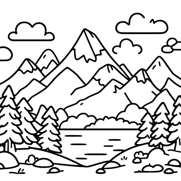 무료로 인쇄할 수 있는 산을 그리세요 coloring page