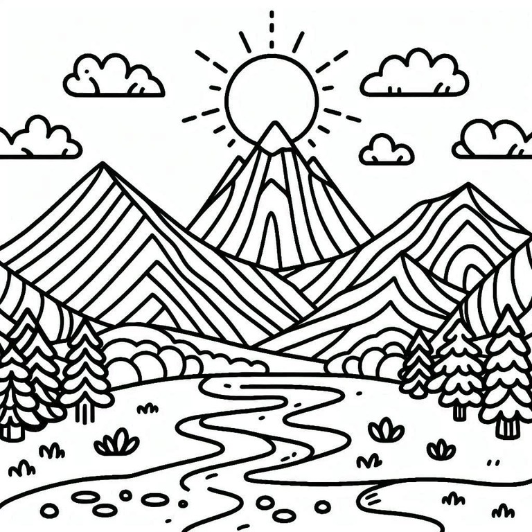 무료로 인쇄할 수 있는 산 coloring page