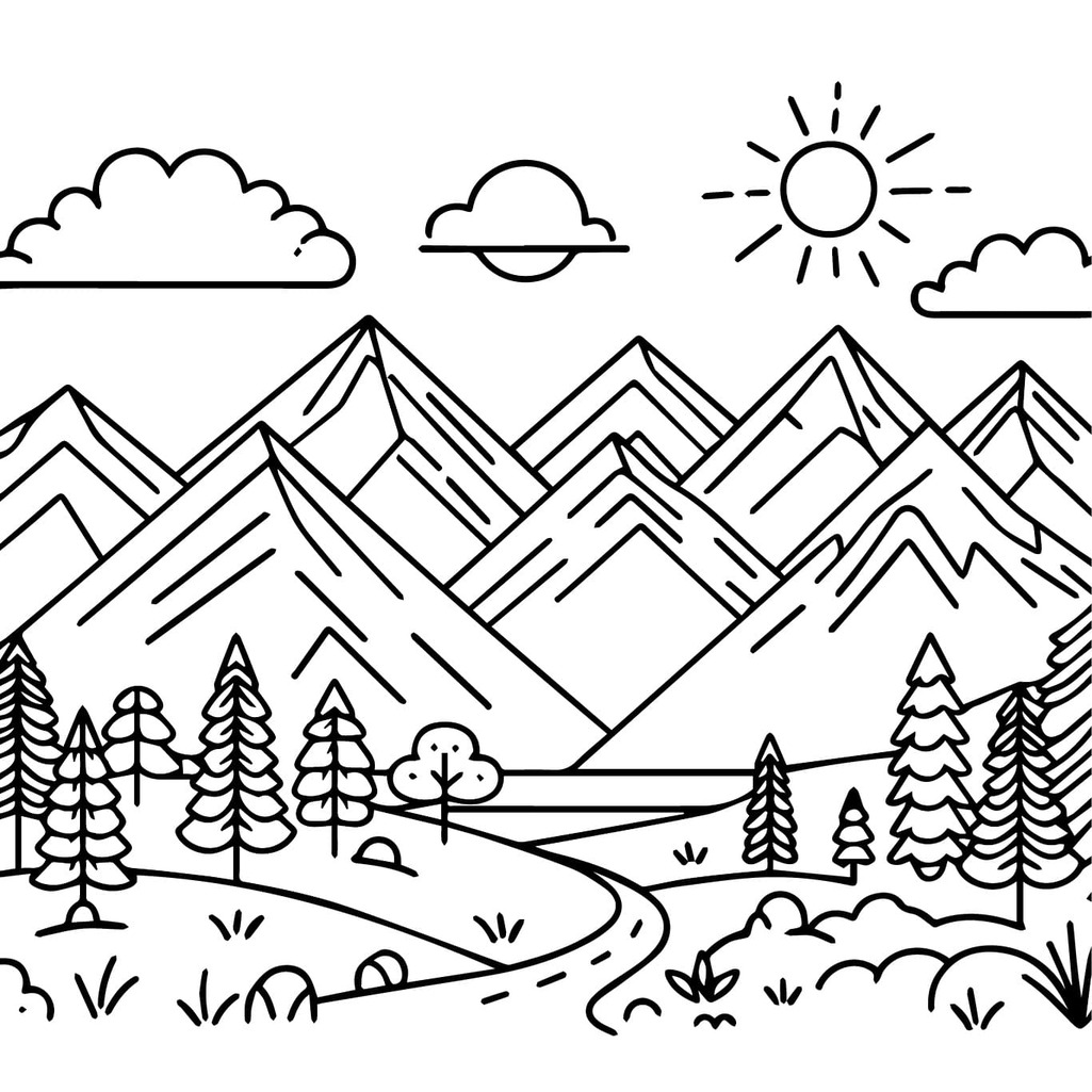 놀라운 산의 풍경 coloring page