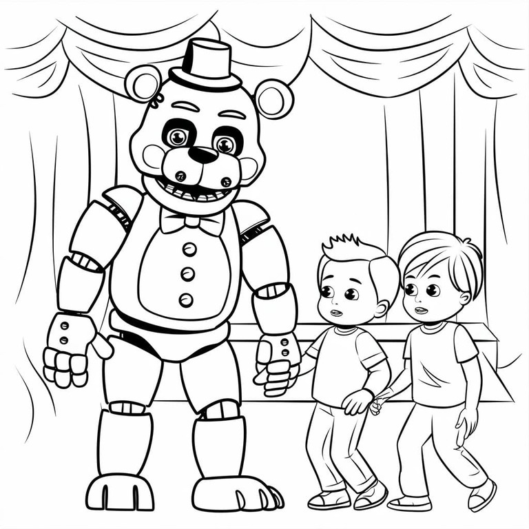 프레디 파즈베어와 아이들 coloring page