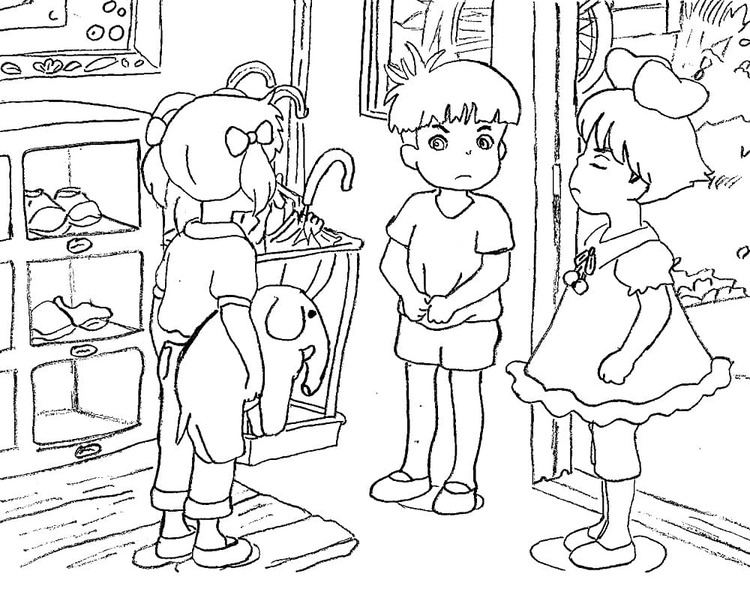 포뇨와 친구들 coloring page