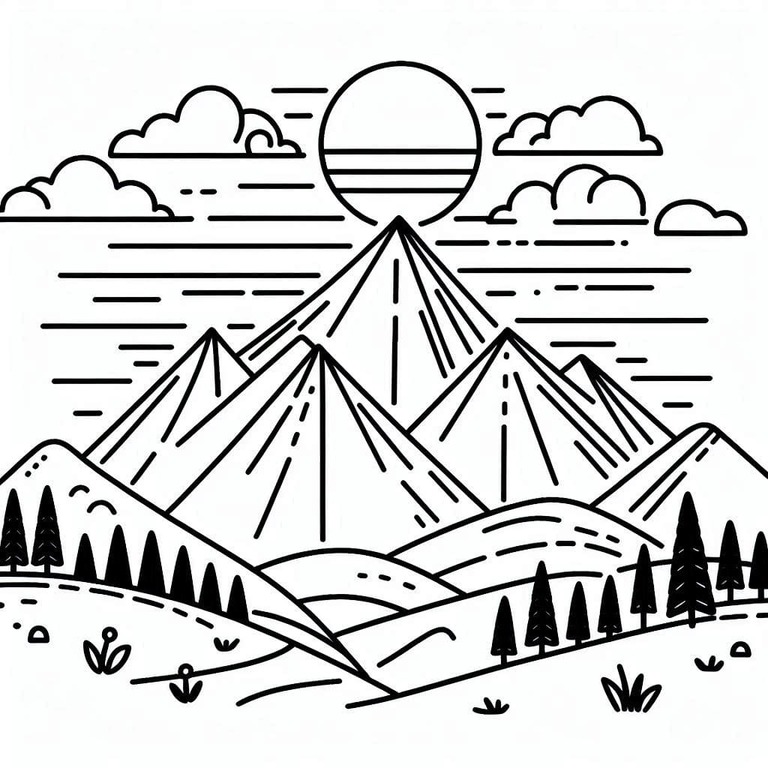 산을 무료로 coloring page