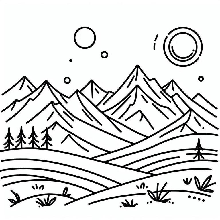 산 풍경 그리기 coloring page