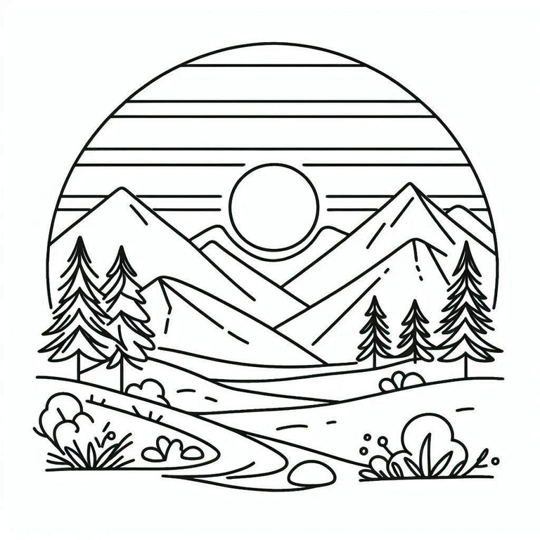 산의 풍경 coloring page