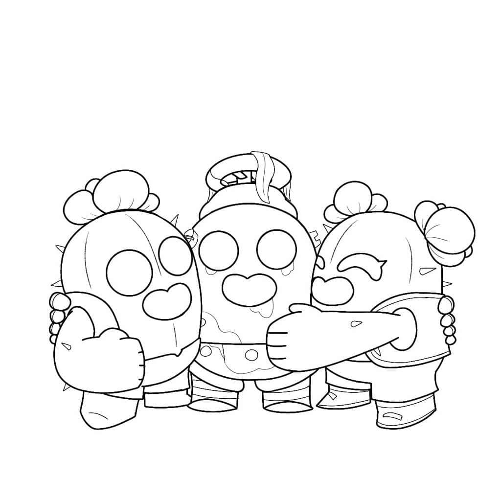 브롤스타즈 스파이크와 친구들 coloring page