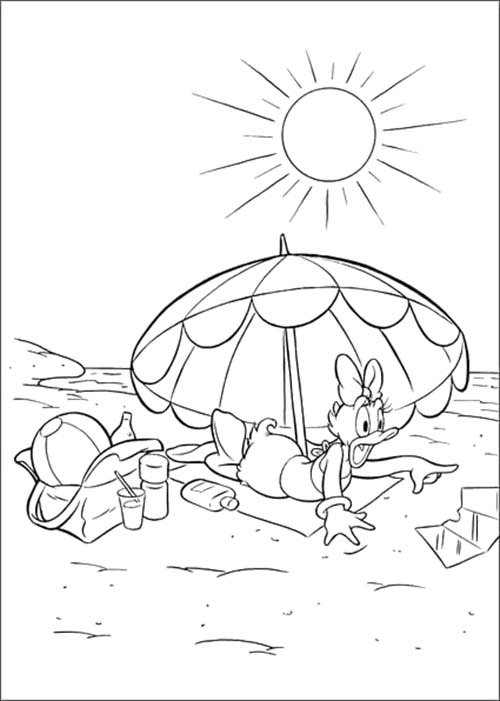 데이지 덕이 해변으로 간다