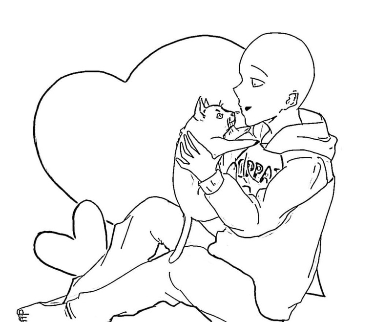 사이타마와 고양이 coloring page