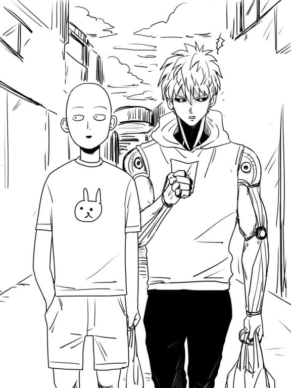 원펀맨의 사이타마와 제노스 coloring page