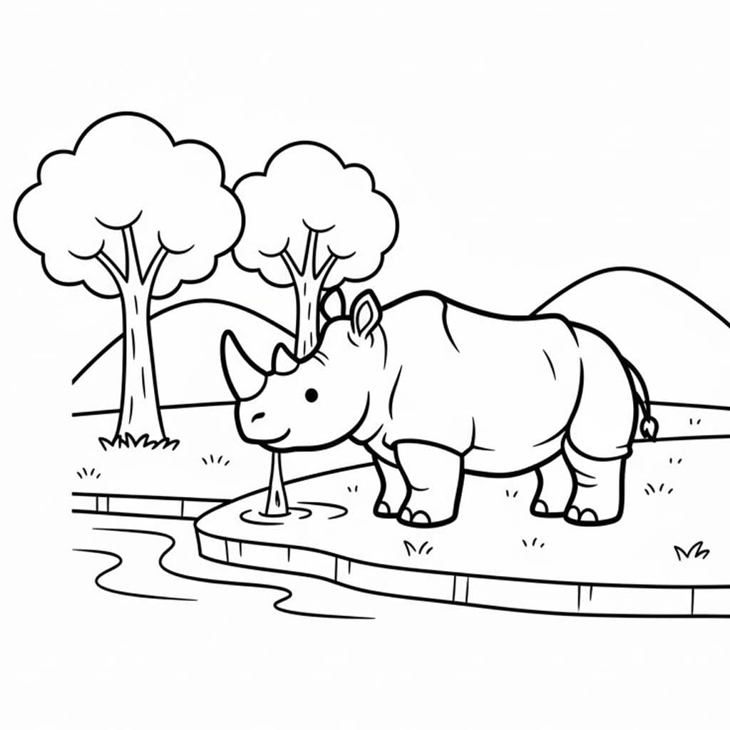 그리다 코뿔소 단순한