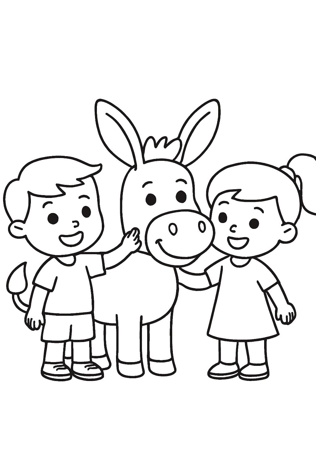 이미지 당나귀 그리고 아이들