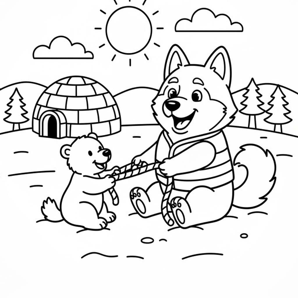 그리다 에스키모 개의 무료 인쇄 가능