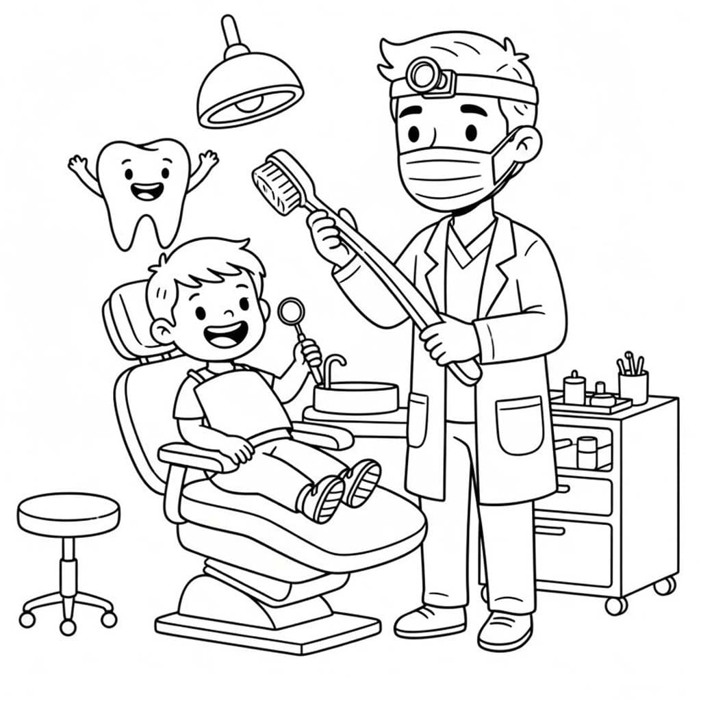 무료 인쇄 가능 그리다 치과 의사