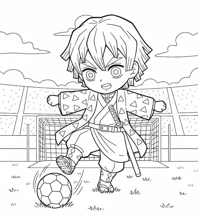 아가츠마 젠이츠 축구를 하다