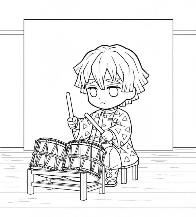 아가츠마 젠이츠 드럼 연주하기