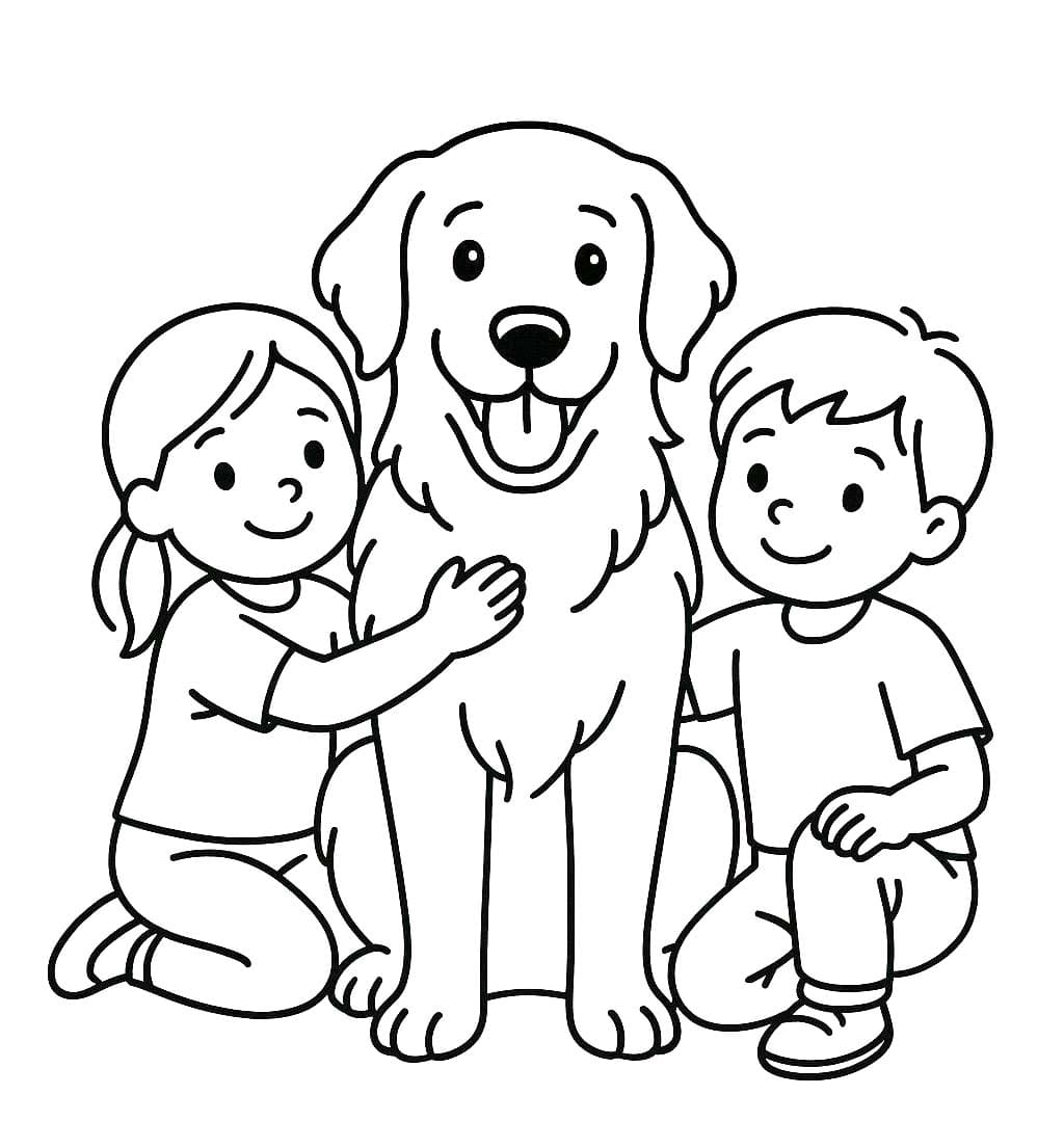 골든 리트리버 그리고 아이들