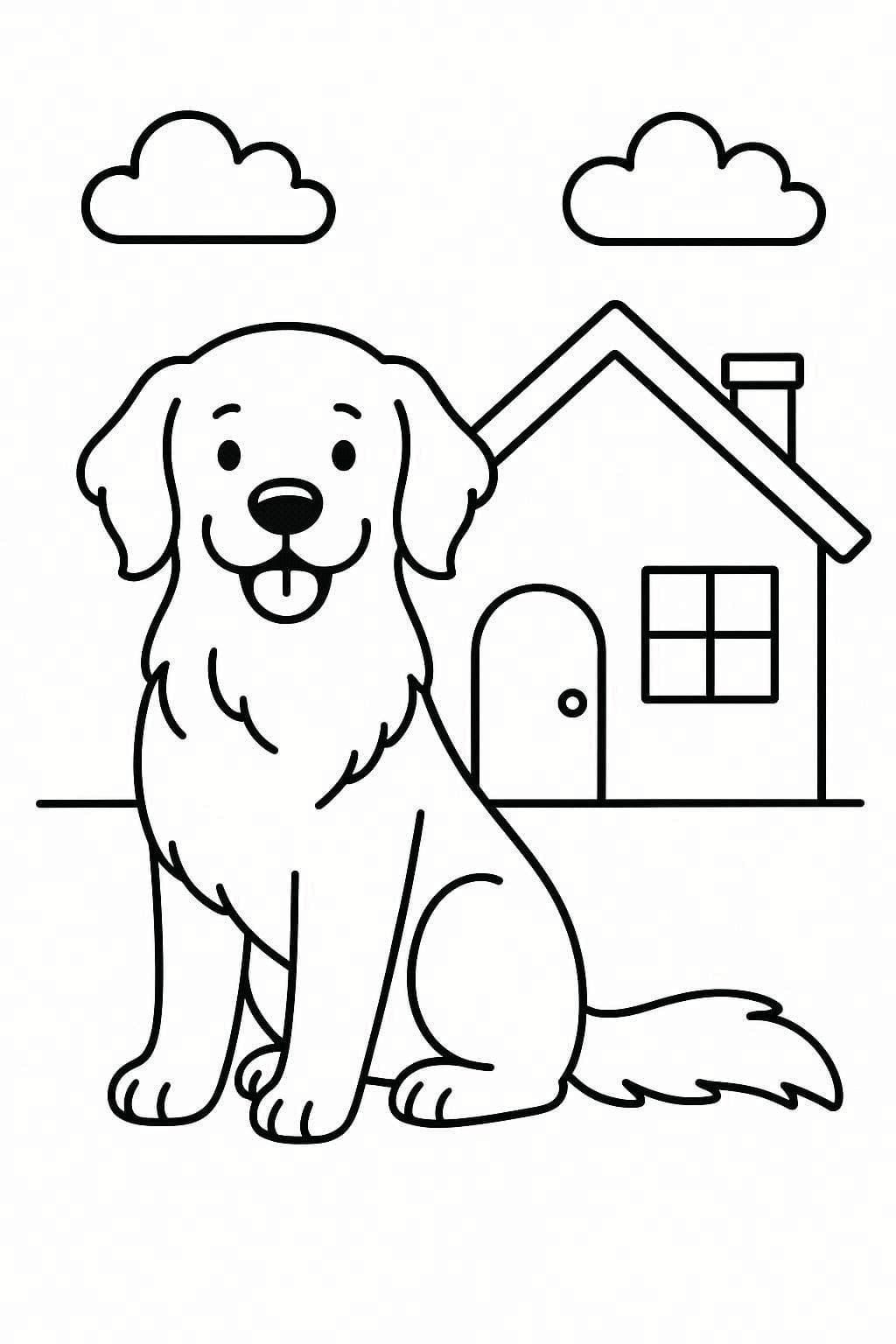 골든 리트리버 그리고 집