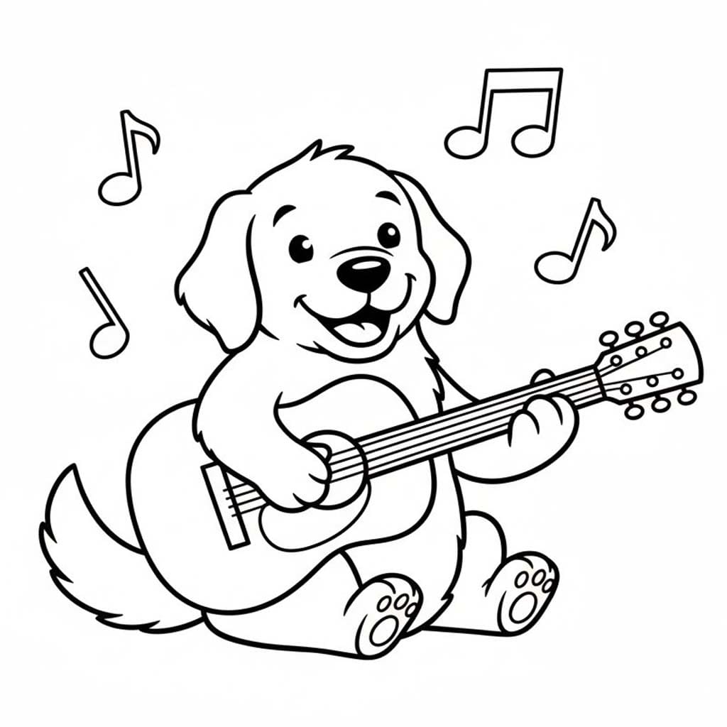 골든 리트리버 기타 연주하기