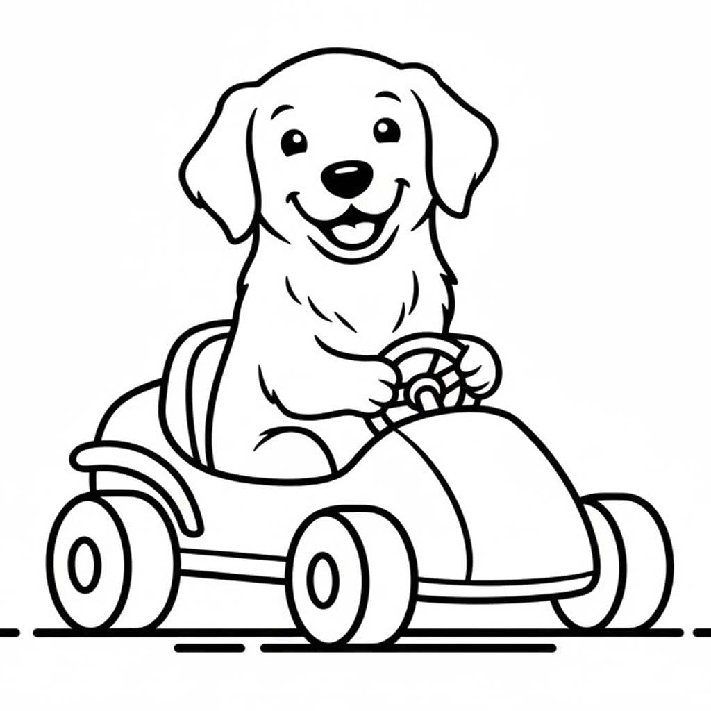 골든 리트리버 자동차 운전