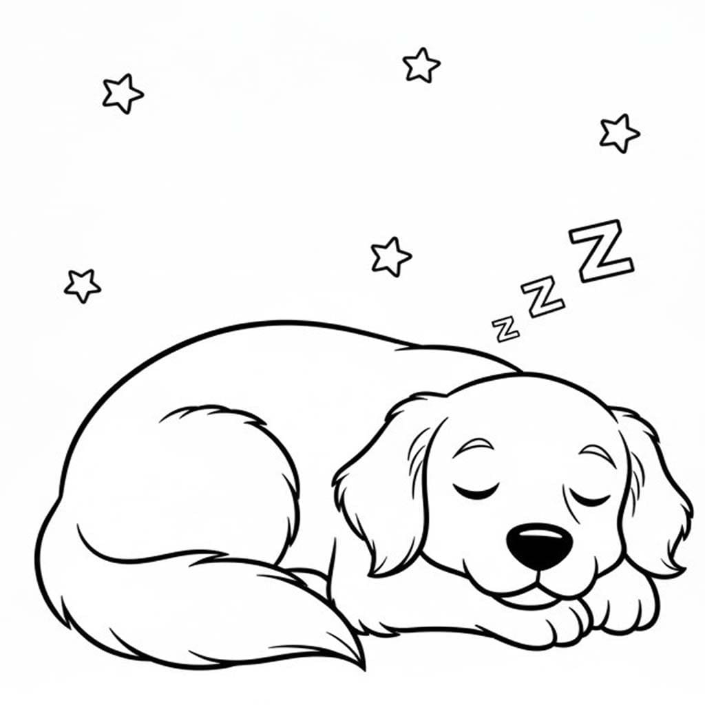 골든 리트리버 자고 있는