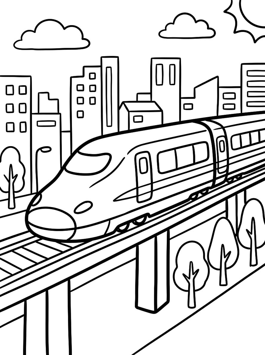 무료로 인쇄 가능 그리다 고속열차