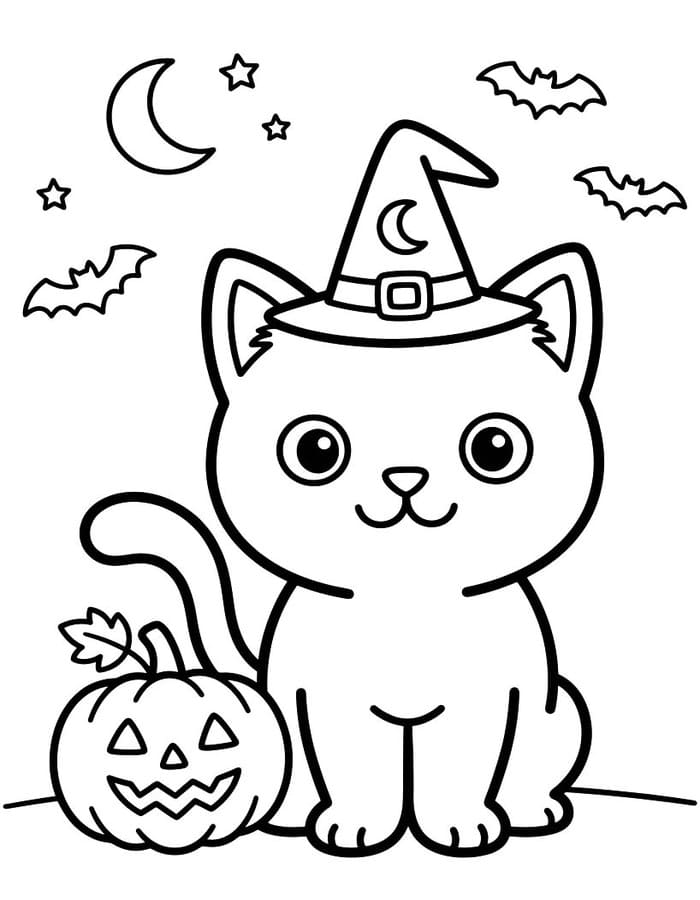 단순한 그리다 할로윈 고양이