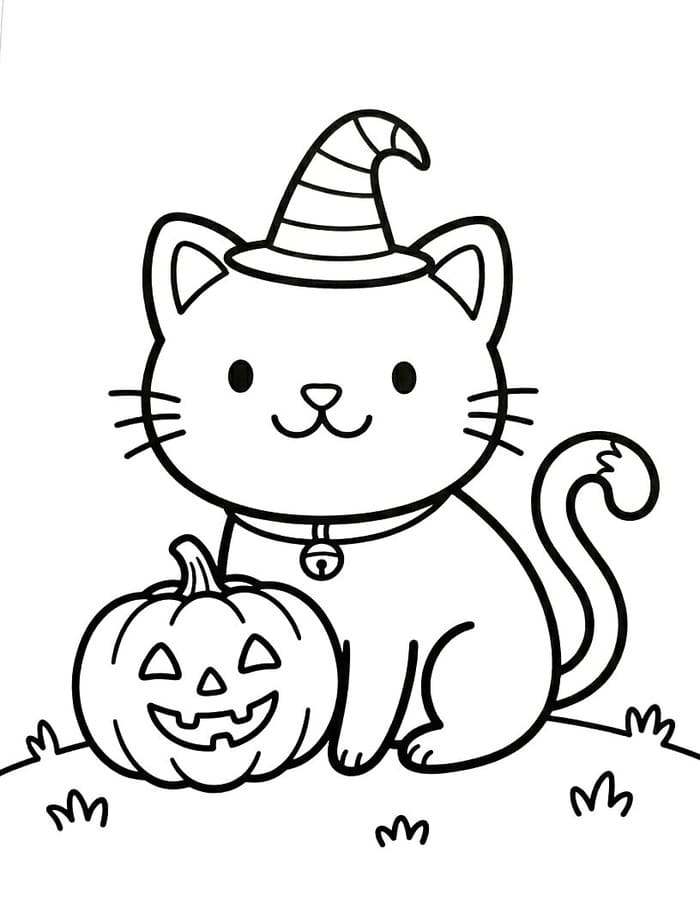 인쇄 가능 그리다 할로윈 고양이