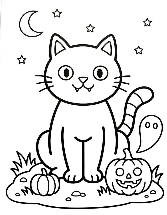 인쇄 그리다 할로윈 고양이